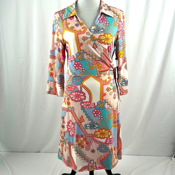 Laundry by Shelli Segal Matte Jersey NWT wrap dress in Geo print size Medium - Picture 2 of 13